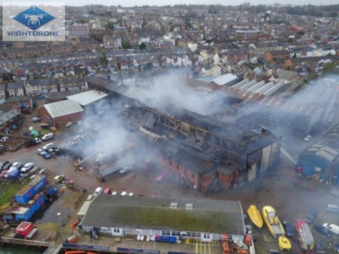 Cowes Fire - January 26, 2016 © Darren Vaughan / Wightdrone